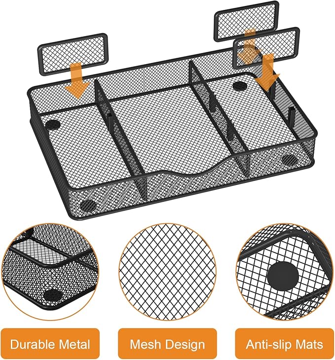 Desk Drawer Organizer Tray, Metal Mesh Drawer Organizer for Office & Home