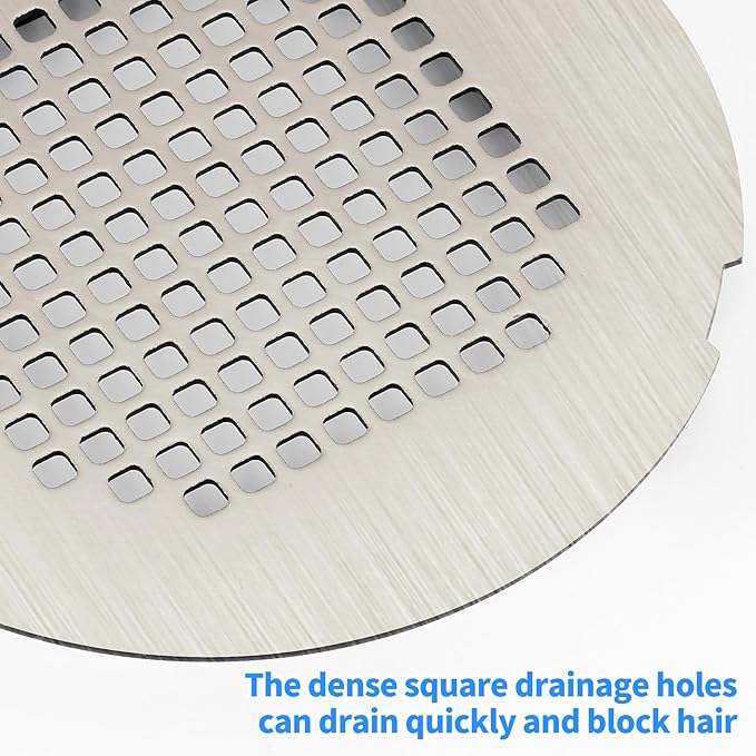 Shower Drain Cover, Shower Drain Hair Catcher Snap-in Replacement Strainer, Brushed Silver Round Grate