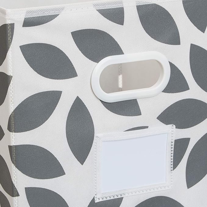 MAX Houser Fabric Storage Bins Cubes Baskets Containers with Dual Plastic Handles for Home Closet Bedroom Drawers Organizers, Flodable, Grey, Set of 4