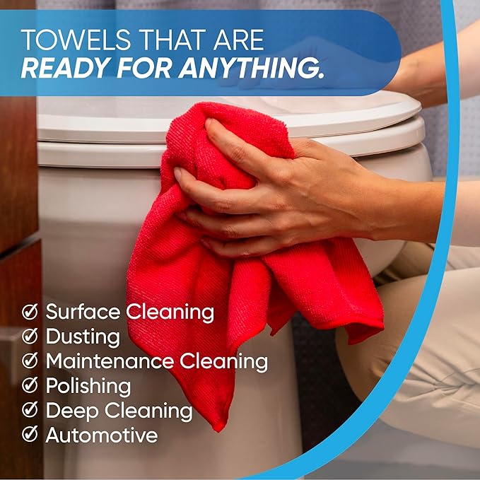 Gray Microfiber Cleaning Cloth - 12 Pack | Better Quality All Purpose Towels | Great for Messes in the Home | Clean, Dust, Polish | Soft, Absorbent, Durable | Wash 100s of Times