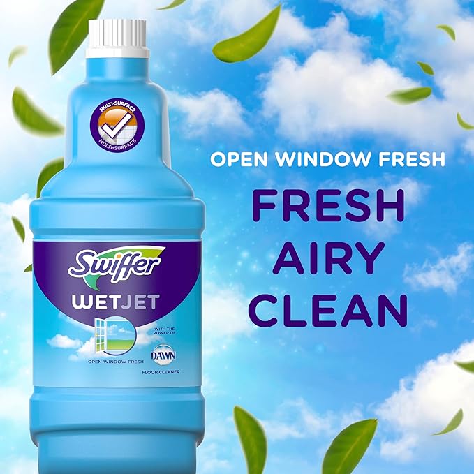 Swiffer WetJet Hardwood and Floor Spray Mop Cleaner Starter Kit, Includes: 1 Power Mop, 10 Pads, Cleaning Solution, Batteries