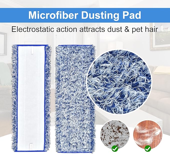 8 Pack Microfiber Cleaning Pad for Bona Mop Hardwood & Hard Surface Floors Dry and Wet Floor Cleaning - Includes 4 Microfiber Cleaning Pad, 2 Deep Clean Pads and 2 Dusting Pad - Dual Zone Cleaning