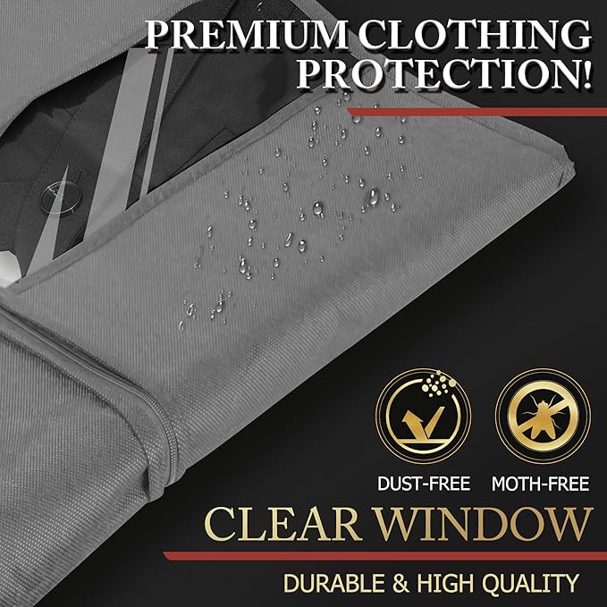 5 Pack 40-inch Suit Bag Garment Bag for Travel and Storage, Gray