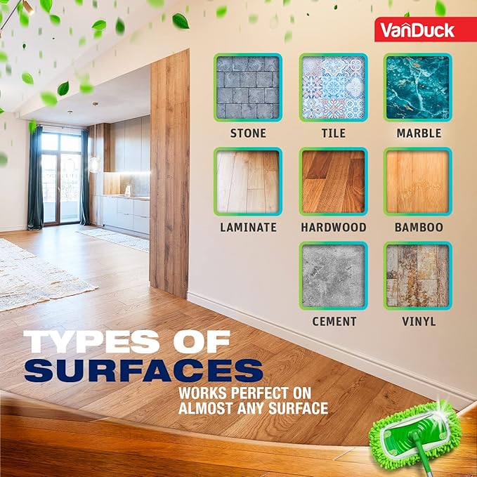 VanDuck Dust Mop Refill Compatible with Swiffer Sweeper (4 Pack) - Microfiber Pet Heavy Duty Dry Cloth Refills - Reusable Mop Pad (Handle is Not Included)
