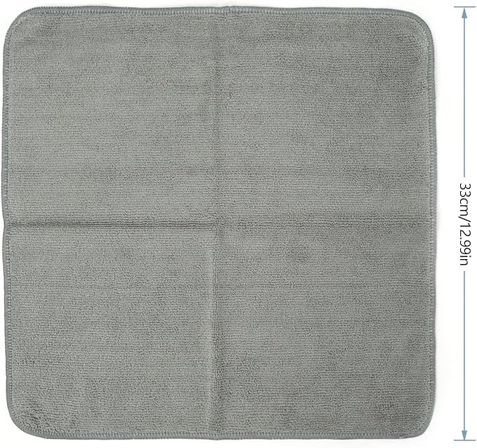 HAWOK Microfiber Cleaning Cloths with Poly Scour Scrub Side, 13 x 13 inches, 50 Pack, Glass Car Window Dish Cloths, Reusable and Machine Washable, Lint-Free, Medium Grey