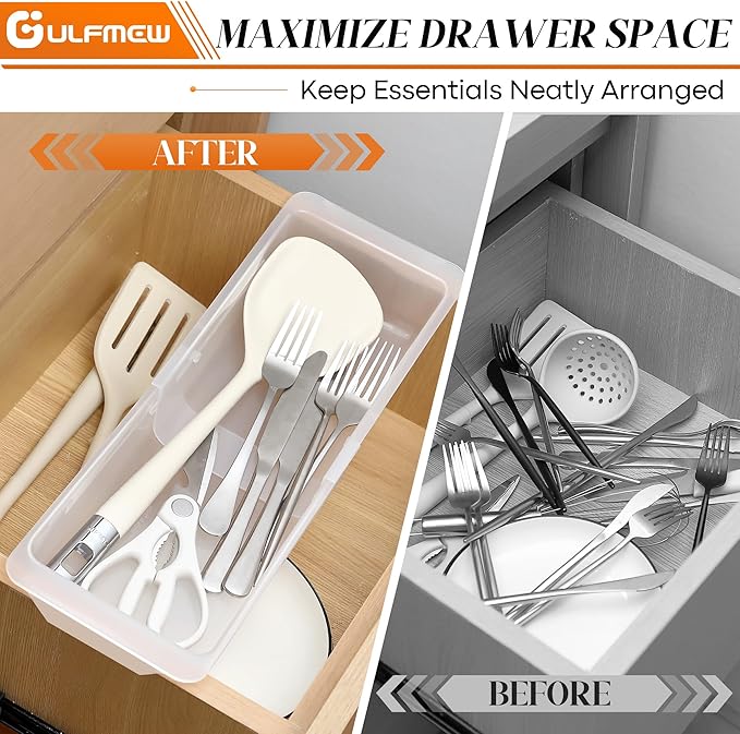 1 Pack Deep Drawer Organizer Bins, 12.4" to 18”
