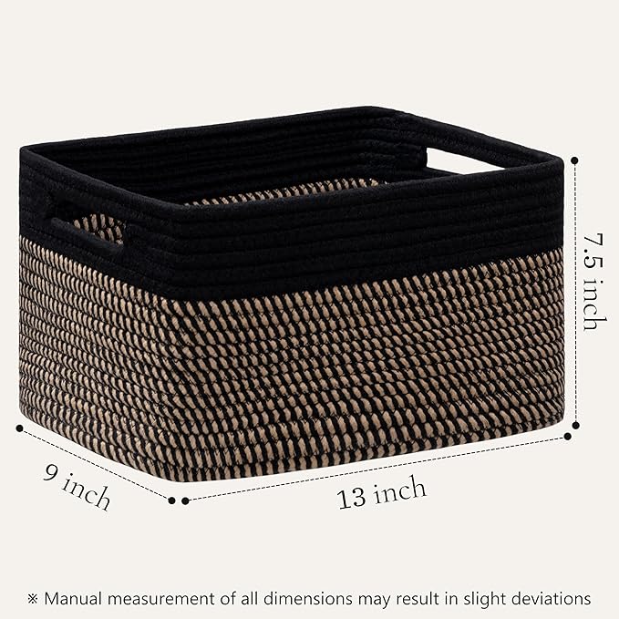 4 Pack Storage Baskets for Shelves, Baskets for Organizing, Black&Brown