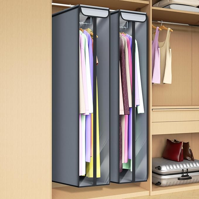 Univivi Garment Bags for Hanging Clothes 60", Hanging Garment Bags for Closet Storage with Large Clear Window, Garment Storage Bags for Suits, Coats, Dresses, 1 Pack