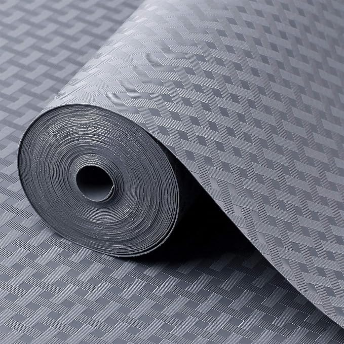 Shelf Liners for Kitchen Cabinets Refrigerator Liners Waterproof & Oil-Proof Kitchen Cupboard Liner Non-Slip Drawer Mats EVA Material Non Adhesive Fridge Liner for Shelves - Gray 11.8 x 393.7 inches