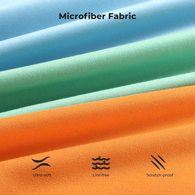 K&F CONCEPT 12 Pack Lens Cleaning Cloth | Microfiber Cleaning Cloth | Glasses Cleaning Cloths | Eyeglass Lens Cleaner | Eyeglasses, Camera Lens, VR/AR Headset Screen Cleaning | Orange & Green & Blue