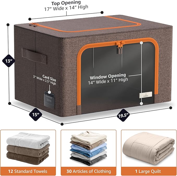 Sorbus Storage Bins with Metal Frame - Stackable & Foldable Clothes Organizer Bags
