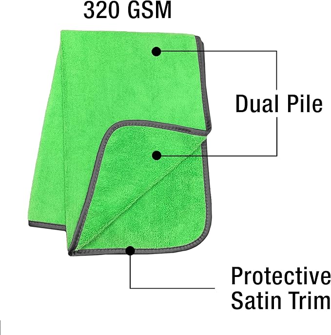 Detailer's Preference Large 320 GSM Microfiber Towels for Car Detailing, Washing, Drying, Ultra Soft Terry Weave, Scratch-Free, Lint-Free
