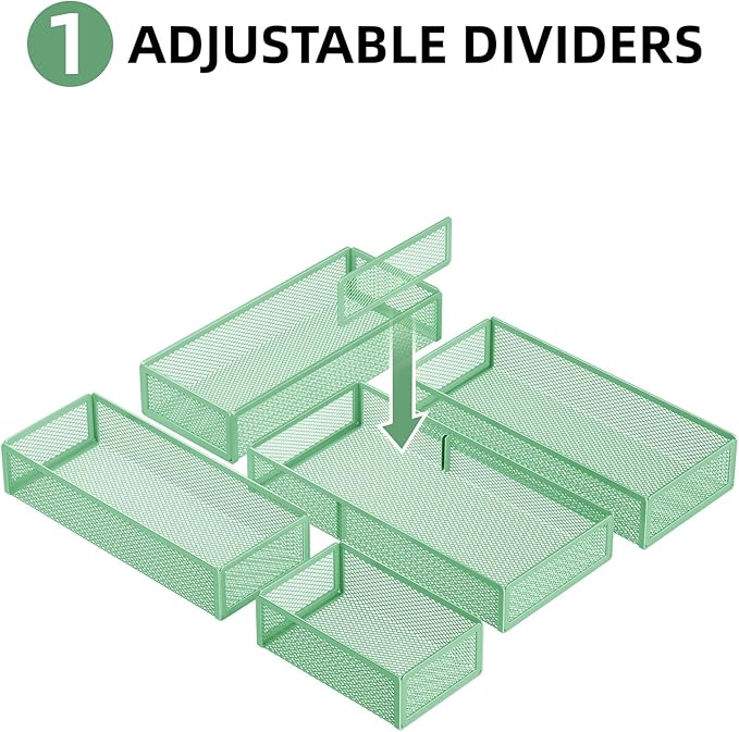 5 Pack Desk Drawer Organizer Set, Green