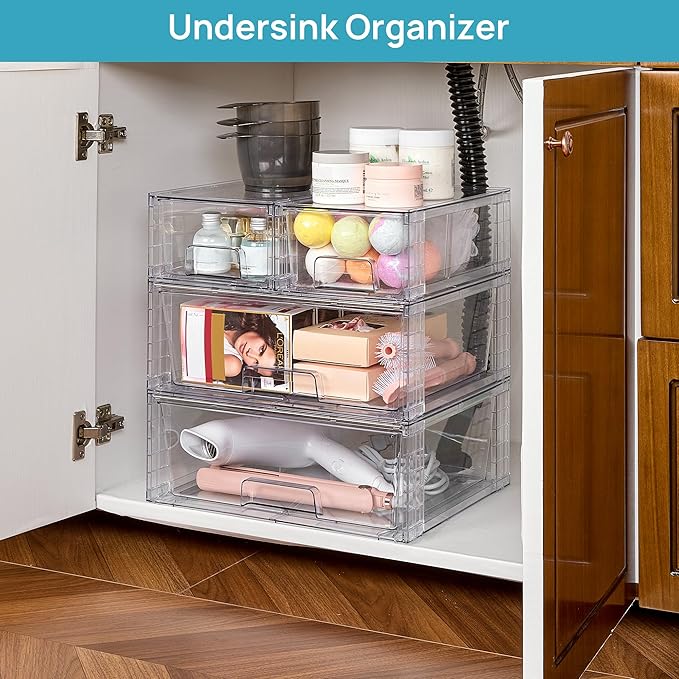Clear Stackable Storage Drawers Set of 6