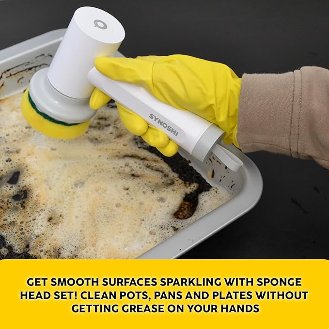 Synoshi Sponge Brush Heads (6 Units) for Electric Spin Scrubber | Designed for Cleaning Smooth Surfaces