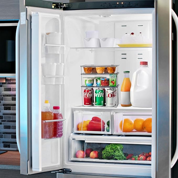 Sorbus Durable Plastic Storage Bins with Lids- Stackable Refrigerator Organizer Bins- MultiPurpose & Versatile- Lightweight Pantry Organizer- Perfect Cabinet Organizers and Storage for Kitchen- 2 Pack