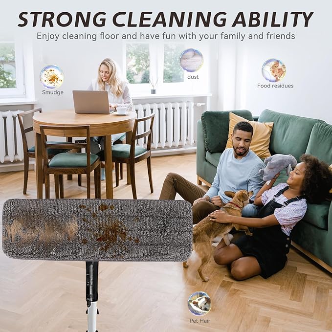Replacement Mop Pads Fit for Rubbermaid Commercial 18" and 17" Mops - 10 Pack Wet & Dry Commercial Cleaning Reusable Refills Fit for Any Microfiber Flat Mop System 18" and 17" - Gray