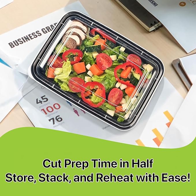 Meal Prep Containers [150 Set] x [28 oz] with Lids, 1 compartment, Stackable, Reusable, Leakproof, Food Safe, Microwave, Freezer & Dishwasher Safe for Food Prep Storage Bento (150 Set, 28 oz)
