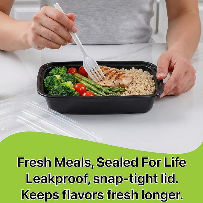 Meal Prep Containers [150 Set] x [28 oz] with Lids, 1 compartment, Stackable, Reusable, Leakproof, Food Safe, Microwave, Freezer & Dishwasher Safe for Food Prep Storage Bento (150 Set, 28 oz)