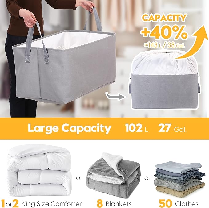 102L XXL Storage Bins, 4-Pack Closet Organizers and Storage, White