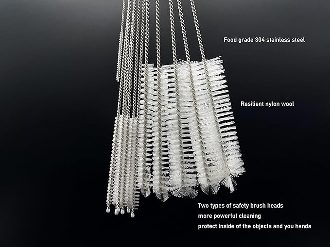 12 PCS Straw Cleaner Brush kit with 2mm-25mm /6.5-10 INCH for Tube and Pipe.Tumbler, Sippy Cup, Bottle with Straw