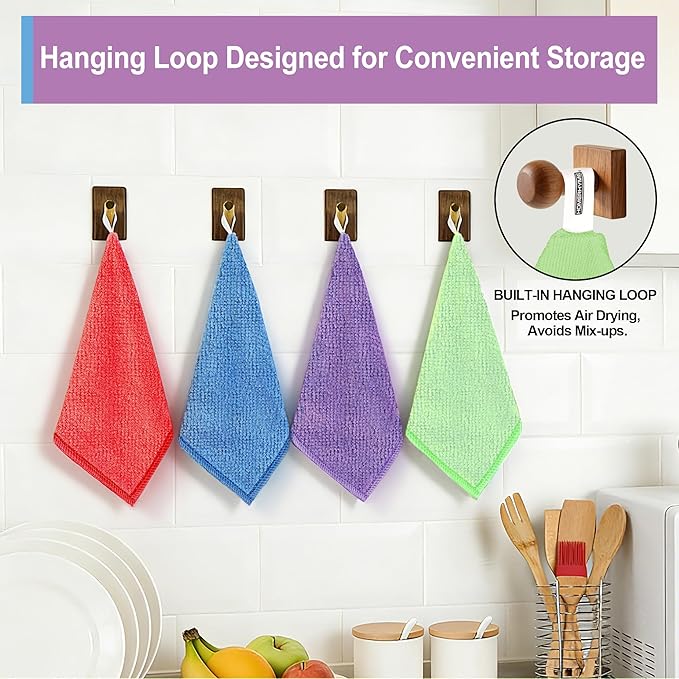 Microfiber Cleaning Cloth, 12 Pack Cleaning Rags,12" X 11" Lint Free Dish Towels Wash Cloths, Reusable Microfiber Towels for Home and Kitchen Bathroom Apartment Cleaning Supplies, Assorted