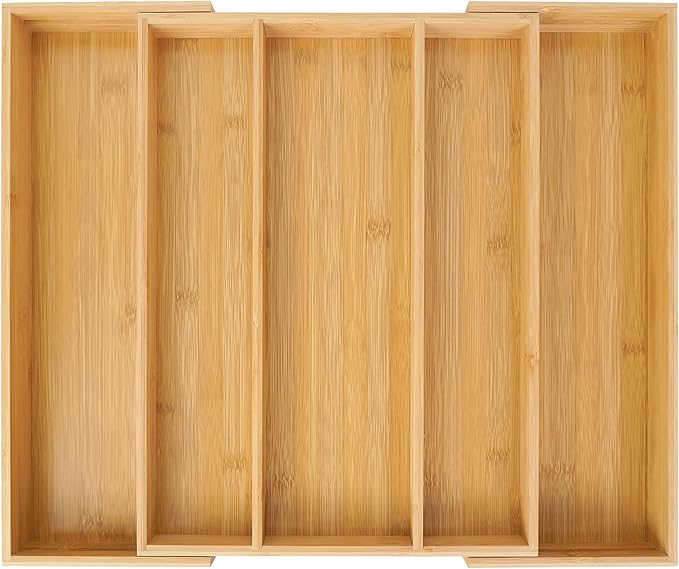 Bamboo Expandable Kitchen Drawer Organizer, 5 Slot