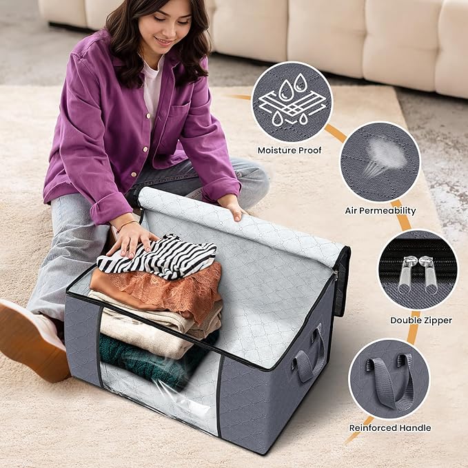 Fab totes Storage Bags, Grey,4 Pack