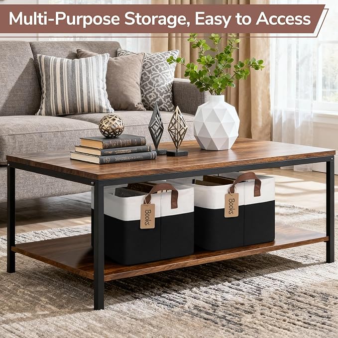4 Pack Large Storage Baskets for Shelves, Black & White