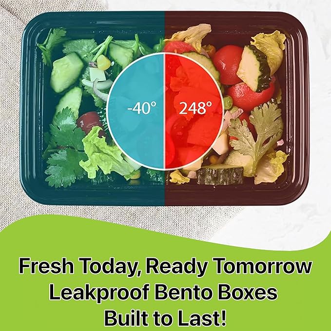 Meal Prep Containers [50 Set] 38 oz with Lids, 1 compartment, Stackable, Reusable, Leakproof, Food Safe, Microwave, Freezer & Dishwasher Safe for Food Prep Storage Bento Box (50 Set, 38 oz)