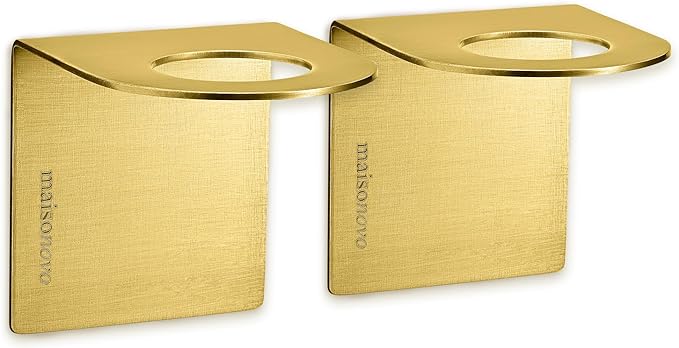 MAISONOVO Adhesive Soap Holder | Shampoo Bottle Holder Set of 2 - Gold | Soap Bottle Holder | Wall Mounted Soap Holder | Soap Dispenser Holder