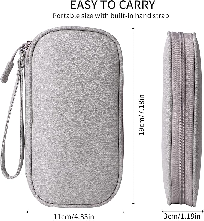 Universal Cable Organizer - Electronics Accessories Bag for Charger, Phone, Memory Card, Travel Gadget Bag (Grey)