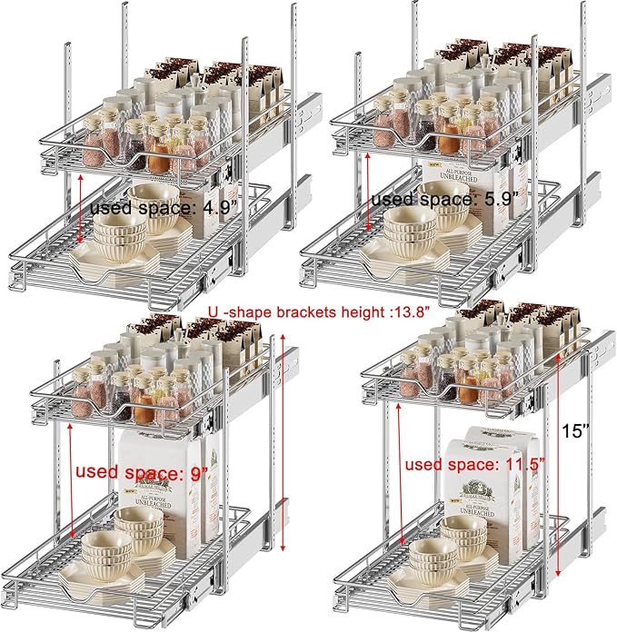 Pull Out Cabinet Organizer (14" W X 21" D), Cabinet Pull Out Shelves