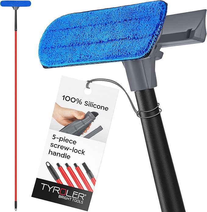Tyroler Professional Window Squeegee for Home, 12"-80" Long Squeegee for Window Cleaning, 2-in-1 Window Cleaning Squeegee Kit
