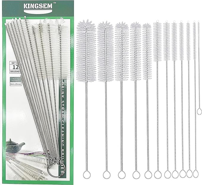 12 PCS Straw Cleaner Brush kit with 2mm-25mm /6.5-10 INCH for Tube and Pipe.Tumbler, Sippy Cup, Bottle with Straw
