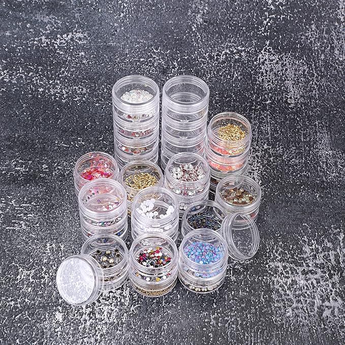 6 Sets 5 Layers Plastic Round Storage Containers Small Art Craft Accessory