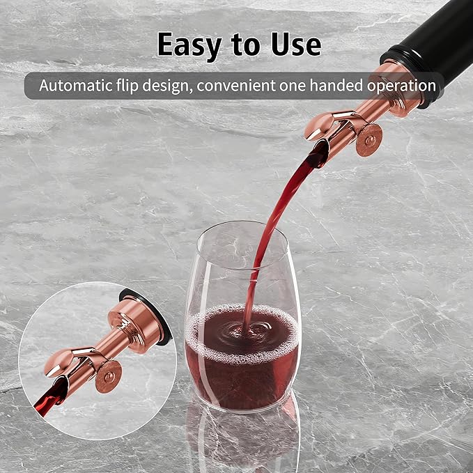 Auto Flip Liquor Pour Spouts 12-Pack, Leak-Proof 304 Stainless Steel Wine Pourer & Olive Oil Dispenser with Food-Grade Silicone for Kitchen, Bar, Restaurant (Goldrose)