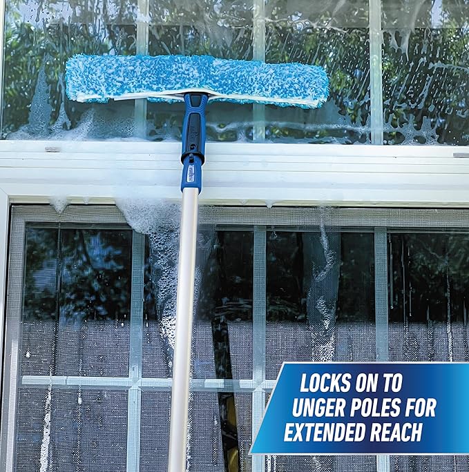 Unger Professional Connect and Clean 14" Window Scrubber Washer for Glass Cleaning, Commercial and Residential Washing, Multipurpose Tool