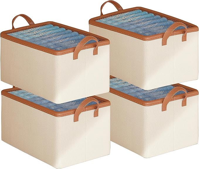 4 Pcs Closet Clothes Organizer with Handle, 4 White