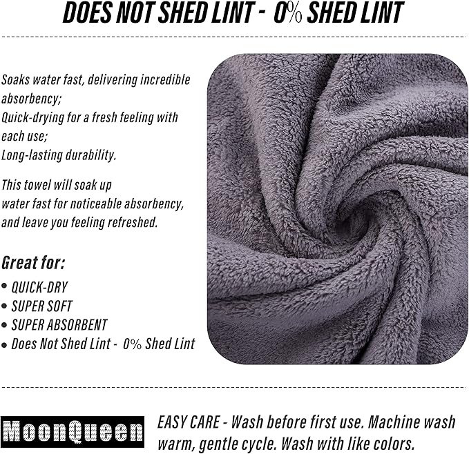 MOONQUEEN 18 Pack Premium Hand Towels - Quick Drying - Microfiber Coral Velvet Highly Absorbent Towels - Multipurpose Use as Hotel, Bathroom, Shower, Spa, Hand Towel 16 x 28 inches (Light Grey)