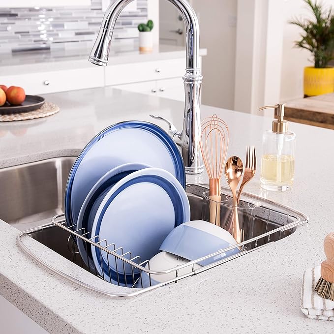 Better Houseware 1423 Stainless Steel Adjustable Over Sink Dish Drainer