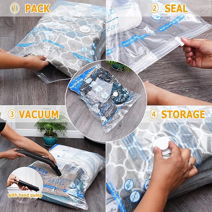 Vacuum Storage Bags, Space Saver Sealer Bags, 6 LARGE