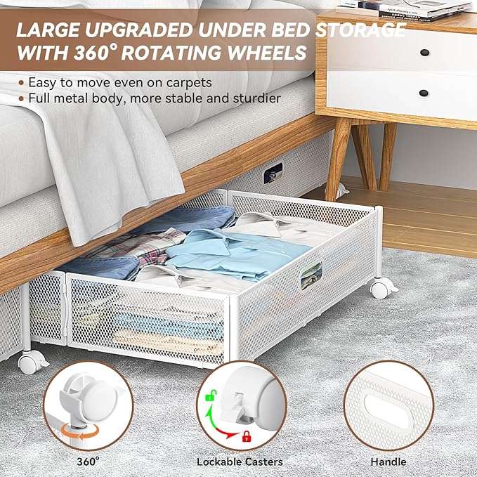 Under Bed Storage, Under the Bed Storage Containers with Wheels, Under Bed Shoe Storage Organizer Drawer
