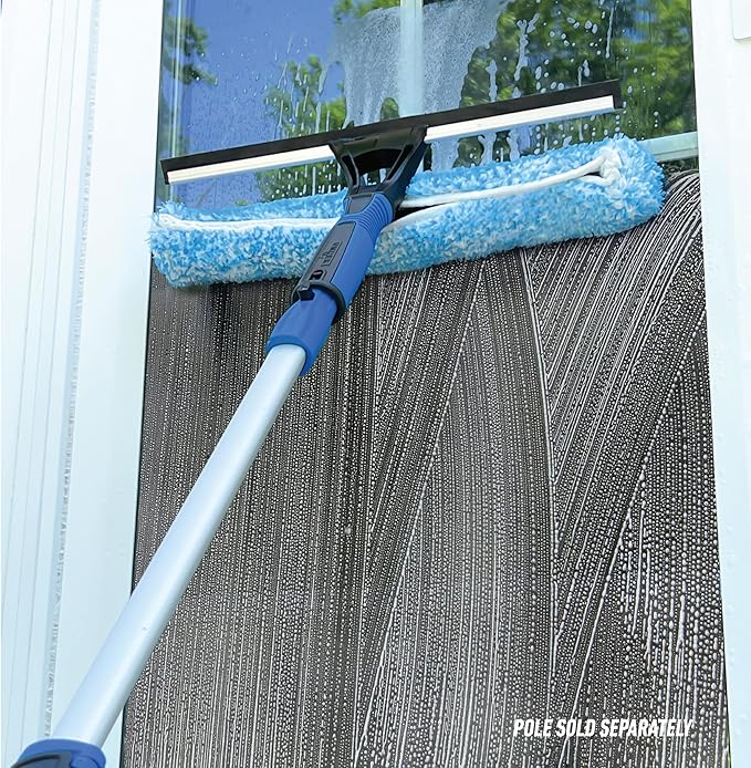 Unger Professional Connect and Clean 2-in-1 Squeegee and Scrubber, 14” Window Cleaning Tool