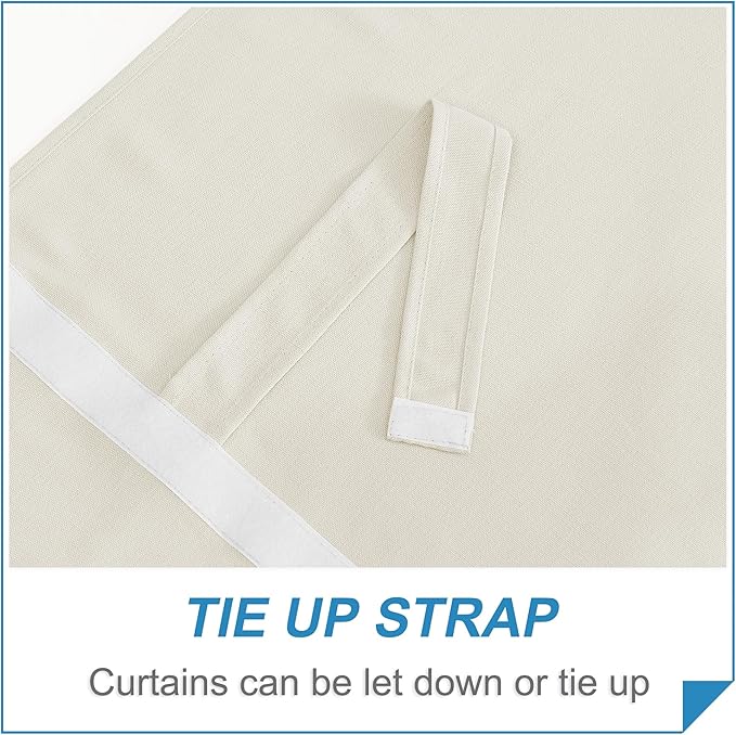 RYB HOME Faux Linen Side Door Curtain - Privacy Window Curtains for Patio French Door Front Door Sidelight Curtain Tie up Shade, 1 Piece
