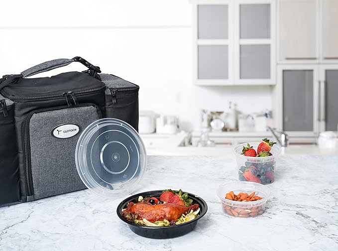 Glotoch 16 oz Meal Prep Containers with Lids (50 Pack) – Reusable & disposable plastic food storage containers, Leak-resistant bento boxes for salads