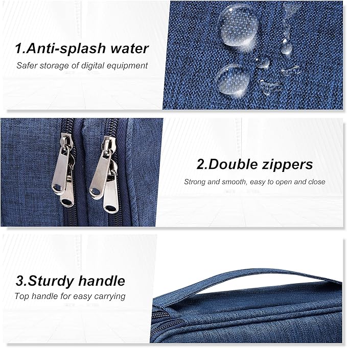 SELLYFELLY Electronic Bag Travel Cable Accessories Bag Waterproof Double Layer Electronics Organizer Portable Storage Case for Cable, Cord, Charger, Phone, Adapter, Power Bank, Kindle, Hard Drives