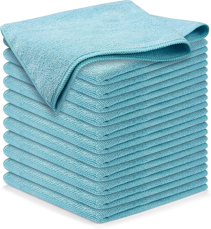 USANOOKS Microfiber Cleaning Cloth - Turq - 12Pcs (12.5x12.5 inch) High Performance - 1200 Washes