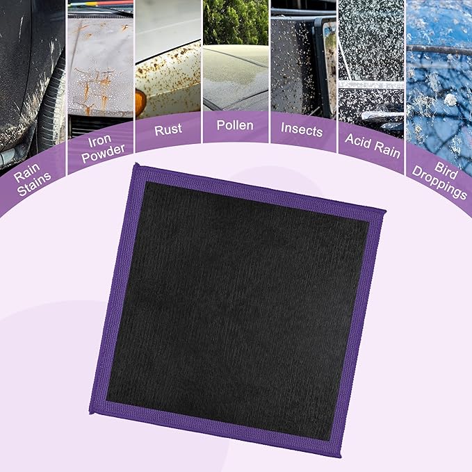 Clay Towel 12 x 12 Inch, Purple Clay Bar Towel for Auto Detailing Microfiber Car Cloth Cleaner Automotive for Car Detailing