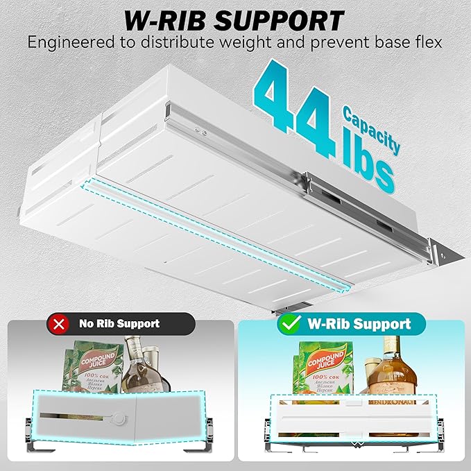 Pull Out Cabinet Organizer, Expandable Width 13"-22", Heavy Duty Metal Slide Out Drawers for Cabinets, Expandable Cabinet Pull Out Shelves for Kitchen, Pantry, Bathroom, White